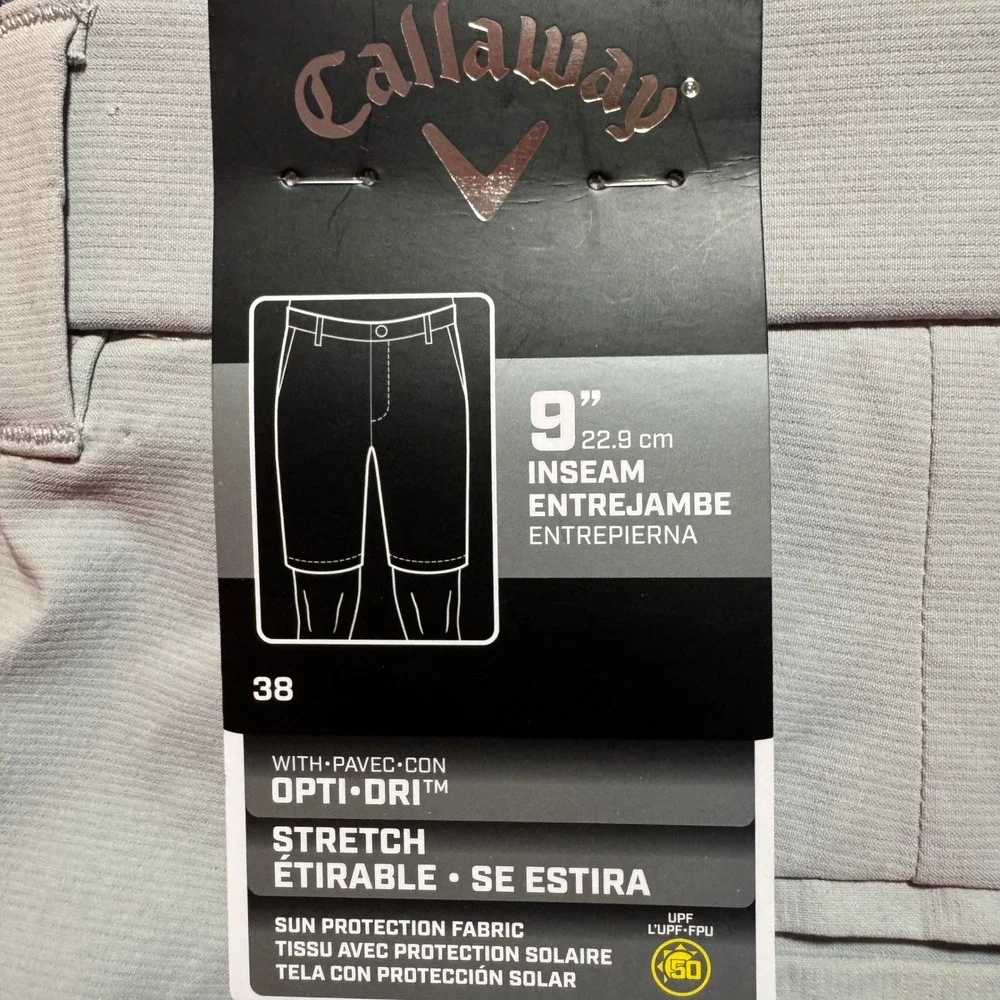 Callaway Golf Shorts Mens‎ 38 High Rise Opti Dri Stretch Light Gray Lightweight